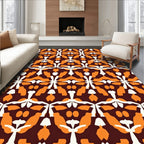 Bold Amber White Geometric Overlay Rug