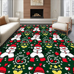 Playful Red Snowman Holiday Hearts Rug