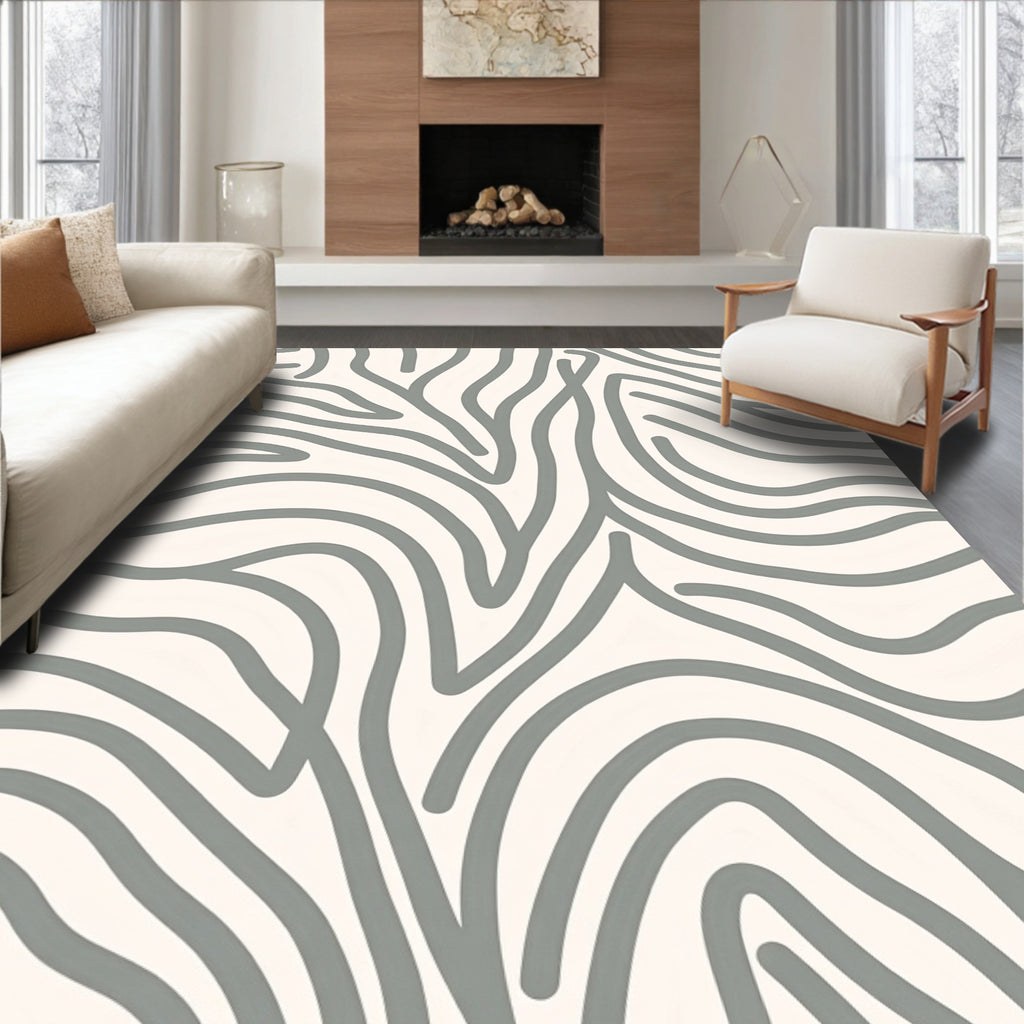 Cream Gray Organic Wave Rug