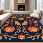 Orange Pumpkin Cats Vintage Folklore Rug