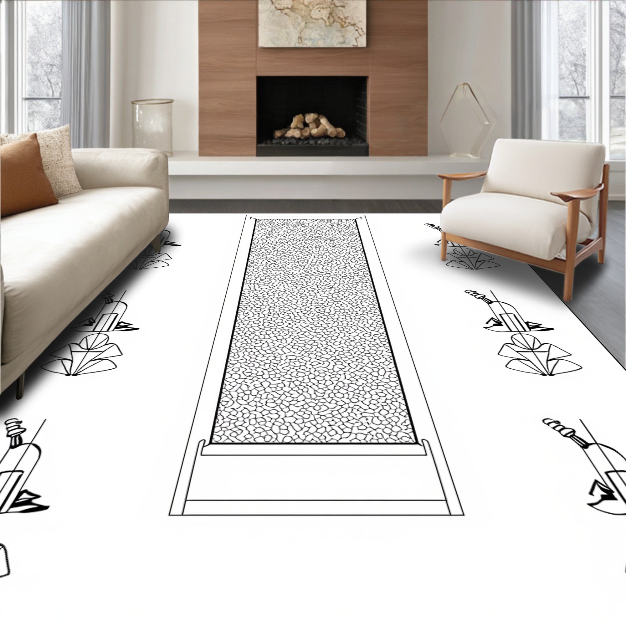 Organic Black Pebbles All-Over Rug