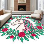 Enchanted Unicorn Floral Wreath Rug