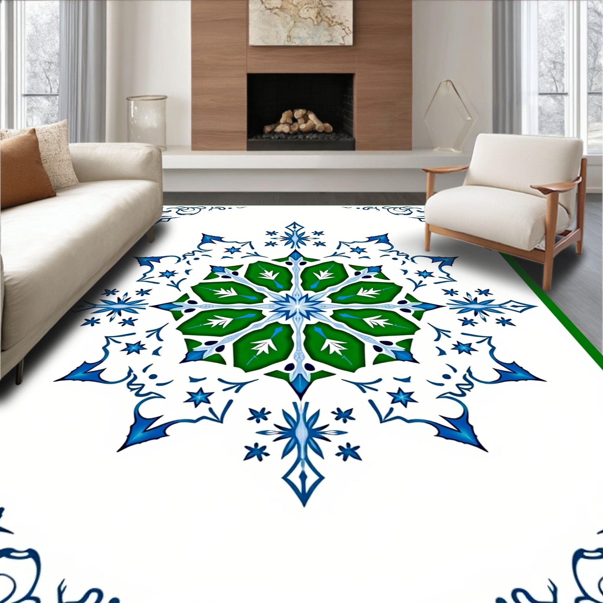Emerald Blue Starburst Medallion Rug