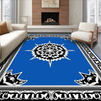 Bold Blue Radiant Starburst Border Rug