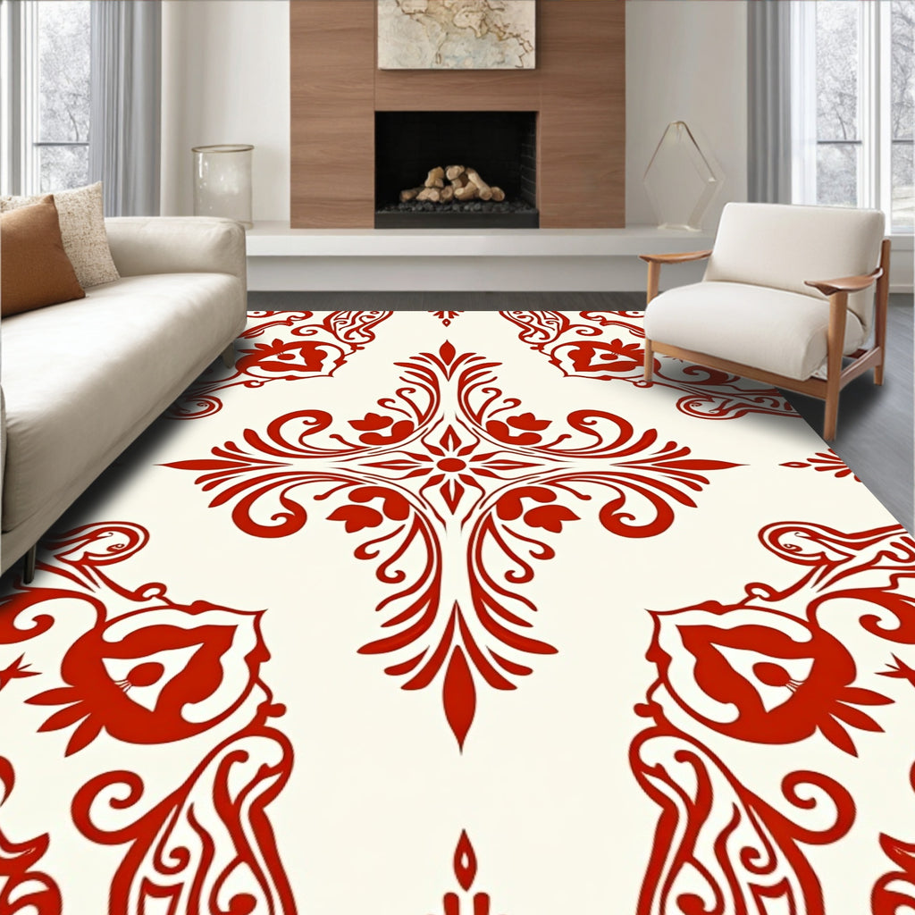 Scarlet Vine Arabesque Flourish Rug