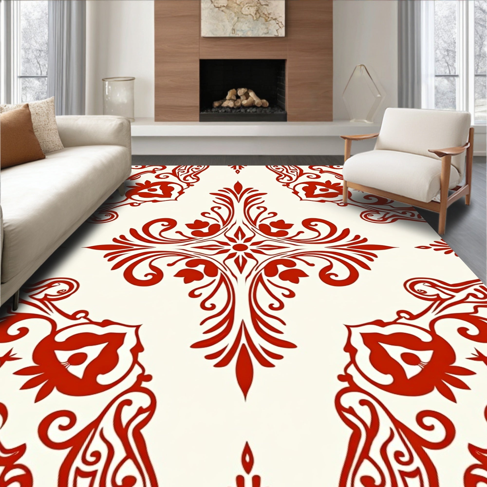 Scarlet Vine Arabesque Flourish Rug