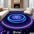 Vibrant Neon Galactic Mandala Rug