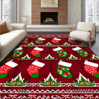 Holiday Stockings Red Checkerboard Background Rug