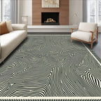 Black White Abstract Topographical Lines Rug