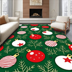Festive Green Christmas Ornaments Garland Rug