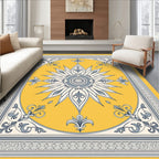 Golden Yellow Floral Sunburst Medallion Rug