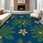 Tropical Palm Frond Orange Blossom Rug