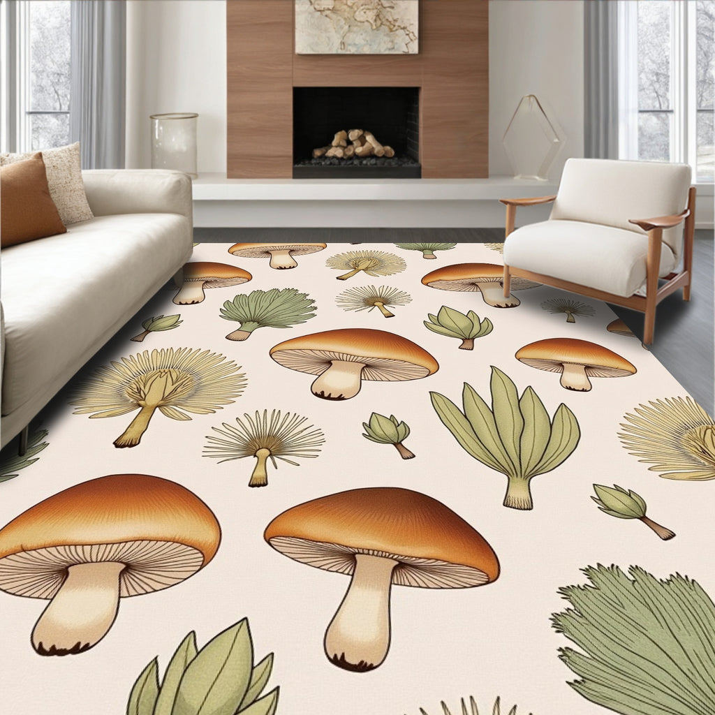 Earthy Mushroom Botanical Repeat Rug