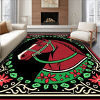 Crimson Horse Floral Garland Art Rug