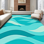 Cool Teal Ocean Waves Abstract Rug