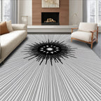 Black Starburst Sunburst Graphic Rug