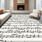 Black White Musical Notes Wallpaper Rug