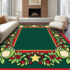 Green Frogs Holly Berry Star Border Rug