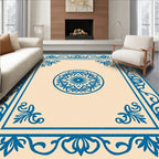 Royal Blue Floral Medallion Border Rug