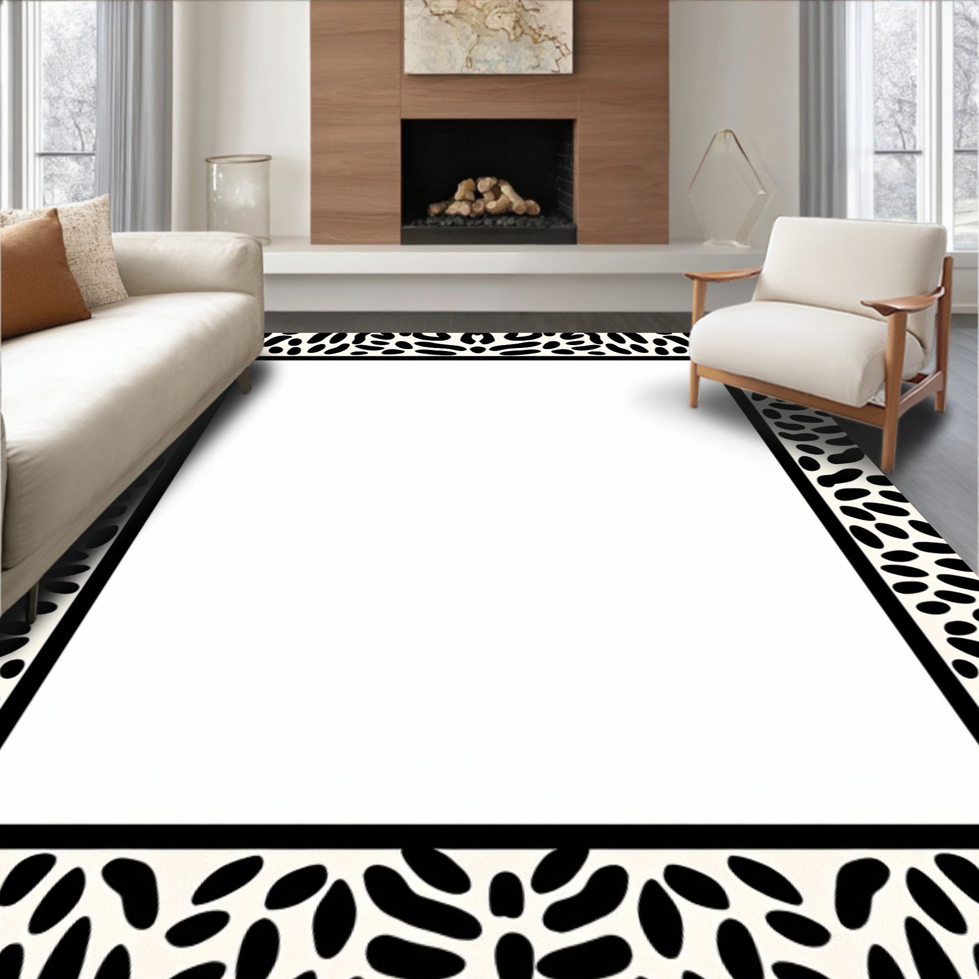 Bold Black And White Spots Rug