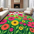 Vibrant Floral Garden with Butterflies Rug