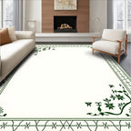 Dark Green Foliage Floral Corner Decoration Rug