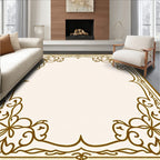 Golden Floral Scrollwork Border Rug