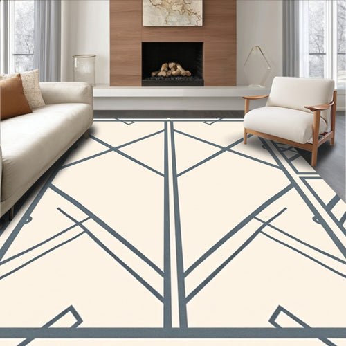 Art Deco Gray Geometric Frame Rug