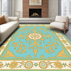 Golden Acanthus Leaf Medallion Teal Rug