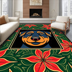 Bold Rottweiler Floral Frame Rug