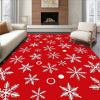 Charming Red Snowflake Holiday Arrangement Rug