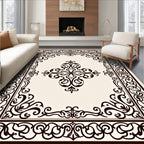 Ornate Dark Brown Floral Medallion Rug