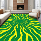 Radiant Green Yellow Sunburst Swirl Rug