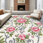 Victorian Pink Peony Floral Vine Rug