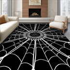 Black White Radial Spiderweb Rug