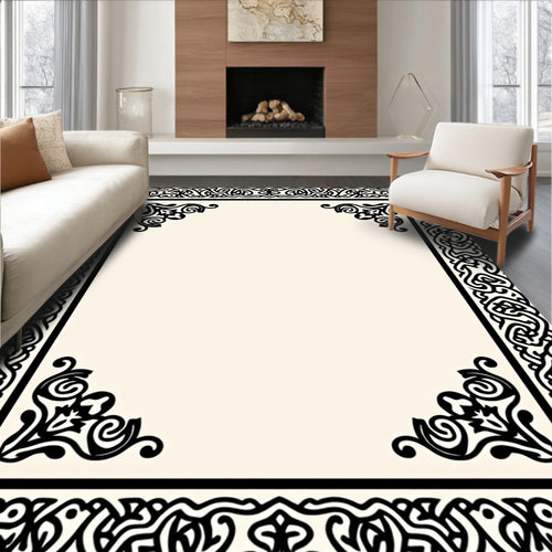 Black Celtic Knot Border Cream Rug