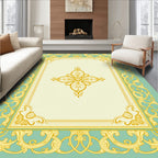 Vintage Gold Ornate Floral Frame Rug
