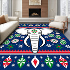 White Elephant Red Green Medallion Border Rug