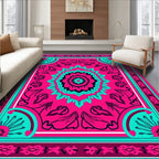 Vibrant Magenta Teal Mandala Rug