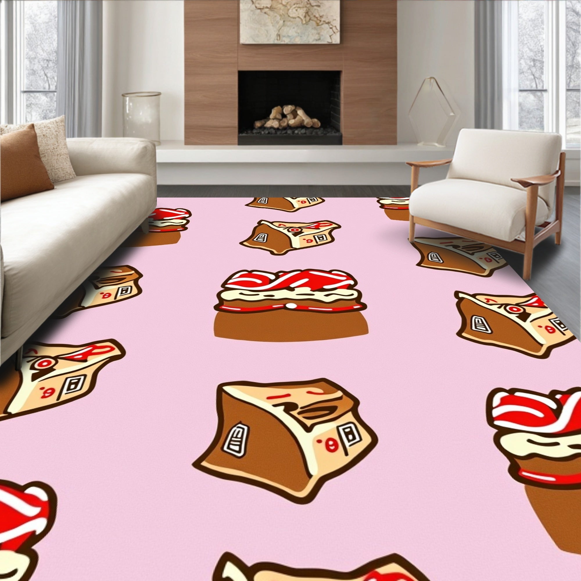 Pink Cake Layers Treat All Over Rug