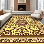 Golden Yellow Floral Medallion Border Rug