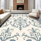 Pale Blue Scrollwork Traditional Damask Rug