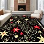 Crimson Gold Star Floral Swirl Rug