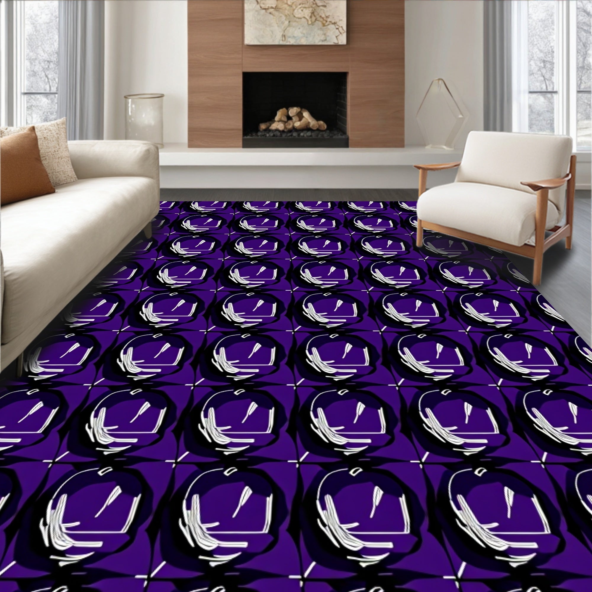 Deep Purple Bold Swirl Medallion Rug