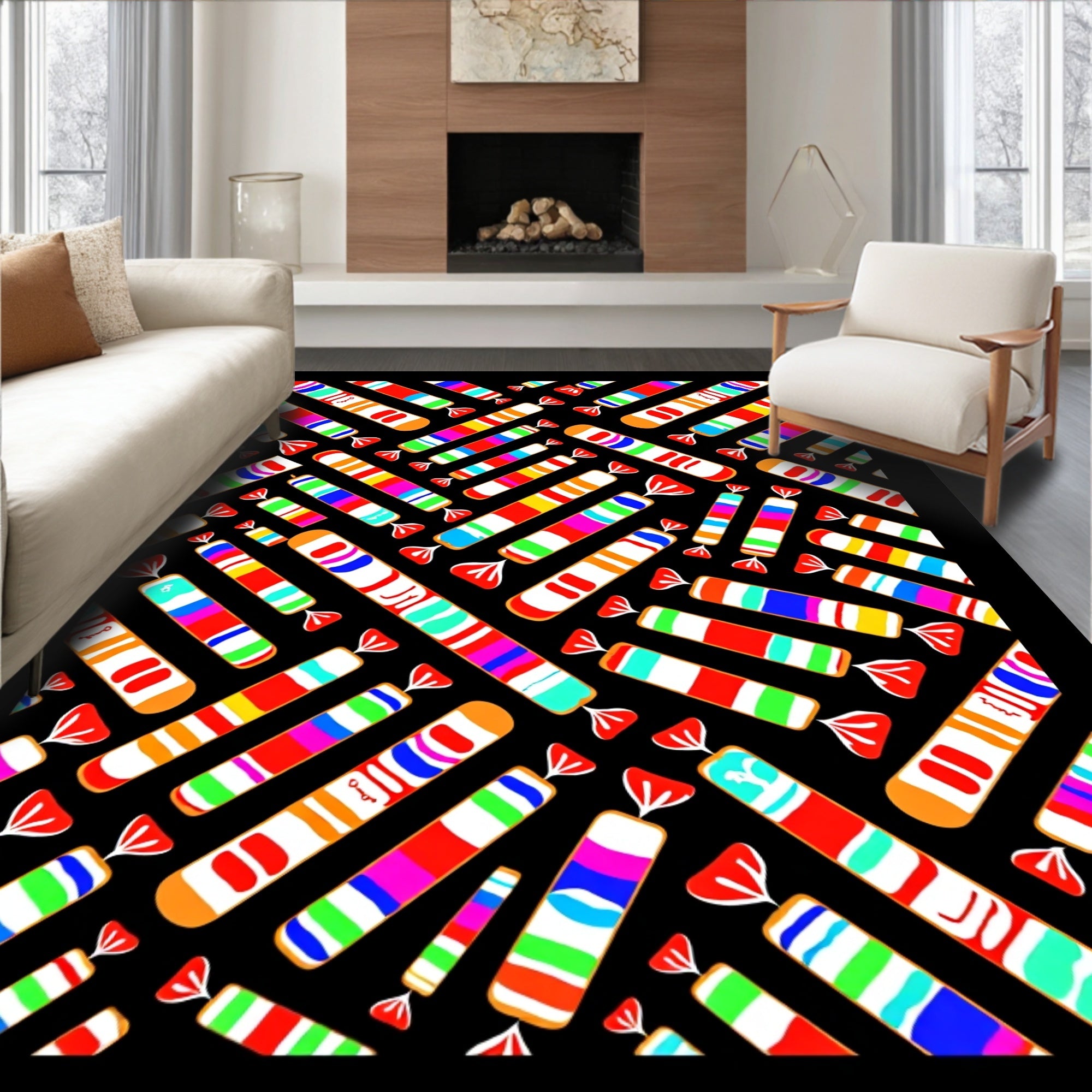 Colorful Candy Cane Stripes Rug