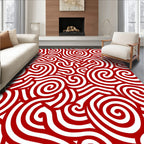 Crimson Swirl Line Abstract Rug