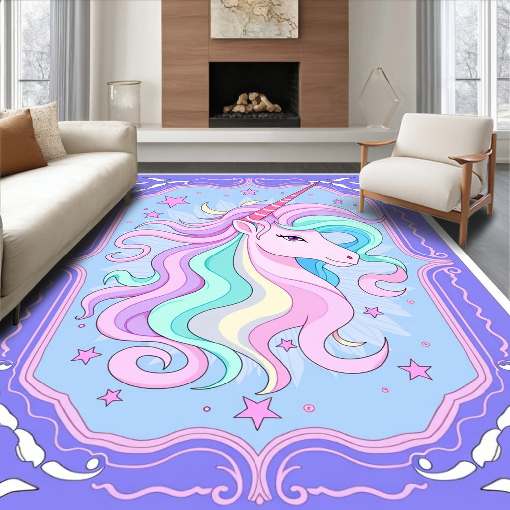 Pastel Unicorn Starry Frame Rug