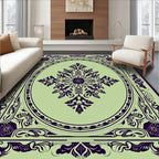 Ornate Dark Green Floral Medallion Rug