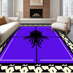 Bold Black Tribal Orchid Purple Rug