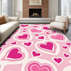 Pink Fuchsia Hearts Layered Rug